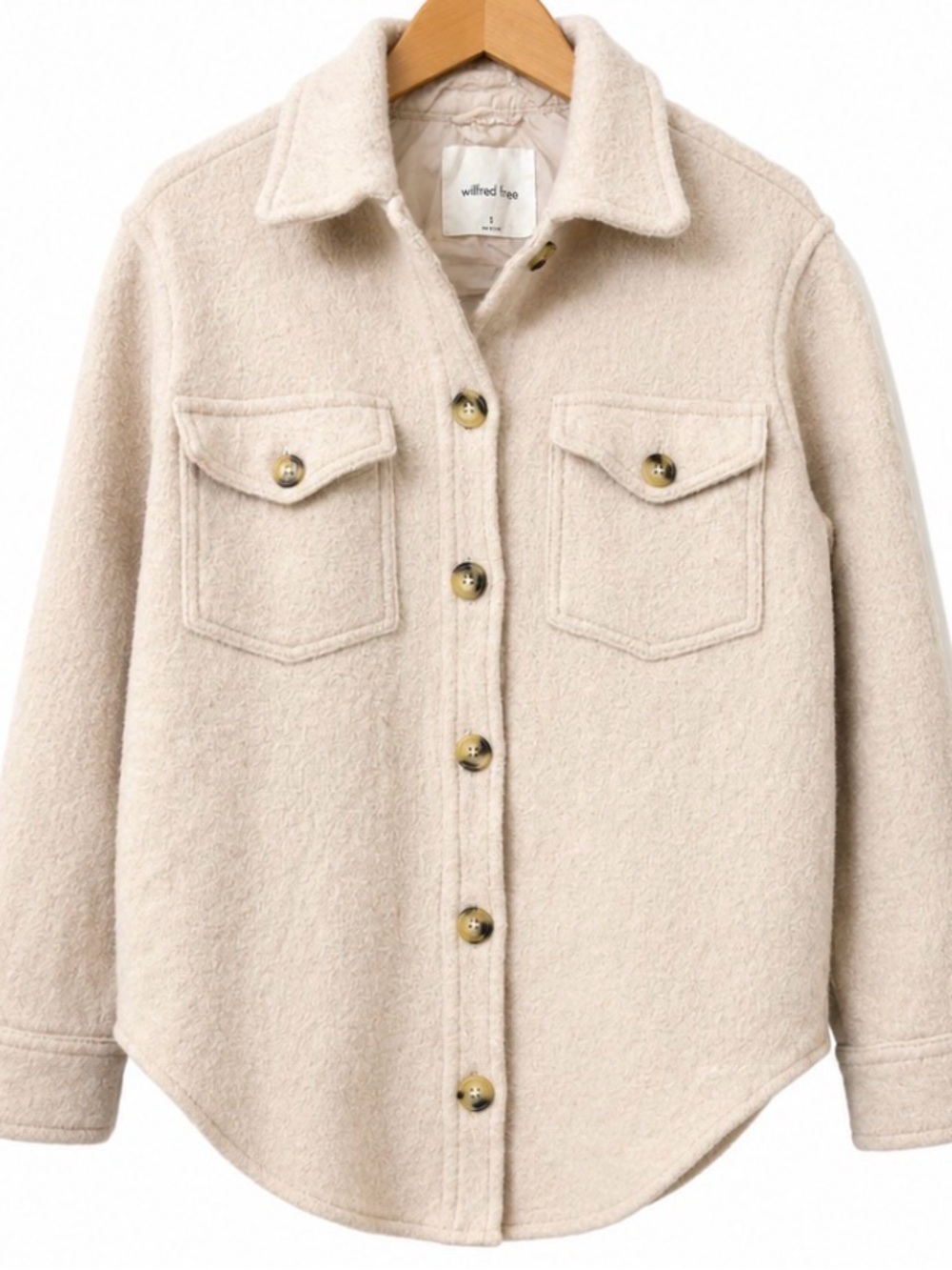 Aritzia Wilfred Free Wool Blend Shacket Jacket Cream Ivory Size Small